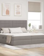 vidaXL Легло с място за съхранение и матрак Таупе 200 x 200 cm текстил