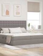 vidaXL Легло с място за съхранение и матрак Таупе 200 x 200 cm текстил