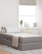 vidaXL Легло с място за съхранение и матрак Таупе 90 x 190 cm