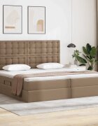 vidaXL Легло с място за съхранение Капучино 200 x 200 cm Изкуствена
