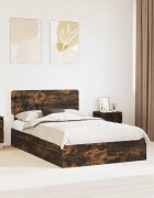 vidaXL Легло с място за съхранение Опушен дъб 135 x 190 cm