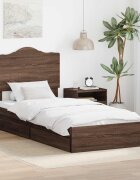 vidaXL Легло с място за съхранение с чекмедже Кафяв дъб 70 x 190 cm