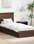 vidaXL Легло с място за съхранение с чекмедже Кафяв дъб 75 x 190 cm