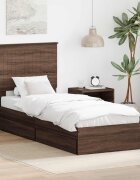 vidaXL Легло с място за съхранение с чекмедже Кафяв дъб 75 x 190 cm