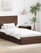 vidaXL Легло с място за съхранение с чекмедже Кафяв дъб 75 x 190 cm