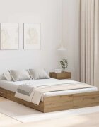 vidaXL Легло с място за съхранение с чекмедже с врата Дъб 120 x 190 cm