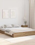 vidaXL Легло с място за съхранение с чекмедже с врата Дъб 135 x 190 cm