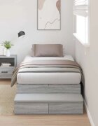 vidaXL Легло с място за съхранение с чекмедже с врата Сив Сонома 90 cm