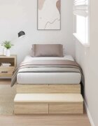 vidaXL Легло с място за съхранение с чекмедже с врата Сонома дъб 80 cm