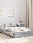 vidaXL Легло с място за съхранение с чекмедже Сив Сонома 120 x 200 cm