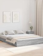 vidaXL Легло с място за съхранение с чекмедже Сив Сонома 140 x 190 cm