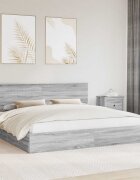 vidaXL Легло с място за съхранение с чекмедже Сив Сонома 200 x 200 cm