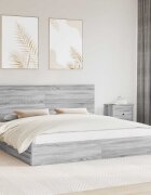 vidaXL Легло с място за съхранение с чекмедже Сив Сонома 200 x 200 cm