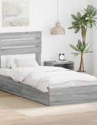 vidaXL Легло с място за съхранение с чекмедже Сив Сонома 75 x 190 cm