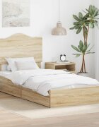 vidaXL Легло с място за съхранение с чекмедже Сонома дъб 100 x 200 cm