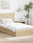 vidaXL Легло с място за съхранение с чекмедже Сонома дъб 100 x 200 cm