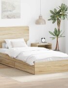 vidaXL Легло с място за съхранение с чекмедже Сонома дъб 100 x 200 cm