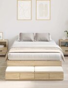 vidaXL Легло с място за съхранение с чекмедже Сонома дъб 120 cm