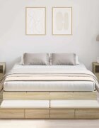 vidaXL Легло с място за съхранение с чекмедже Сонома дъб 150 cm