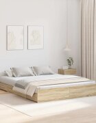 vidaXL Легло с място за съхранение с чекмедже Сонома дъб 150 x 200 cm