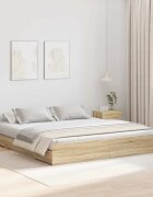 vidaXL Легло с място за съхранение с чекмедже Сонома дъб 200 x 200 cm