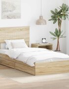 vidaXL Легло с място за съхранение с чекмедже Сонома дъб 90 x 190 cm