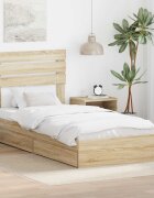 vidaXL Легло с място за съхранение с чекмедже Сонома дъб 90 x 190 cm