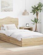 vidaXL Легло с място за съхранение с чекмедже Сонома дъб 90 x 190 cm
