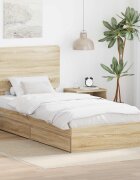 vidaXL Легло с място за съхранение с чекмедже Сонома дъб 90 x 200 cm