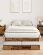 vidaXL Легло с място за съхранение с чекмедже Старо дърво 120 cm