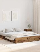 vidaXL Легло с място за съхранение с чекмедже Старо дърво 140 x 200 cm