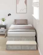 vidaXL Легло с място за съхранение с чекмедже Циментено сиво 90 cm