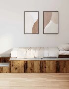vidaXL Легло с място за съхранение с рафт с врата Старо дърво 75 cm
