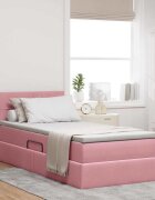 vidaXL Легло с място за съхранение с таблото Розово 90 x 200 cm Кадифе