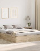 vidaXL Легло с място за съхранение с врата Сонома дъб 140 x 190 cm