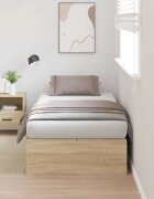 vidaXL Легло с място за съхранение с врата Сонома дъб 90 x 190 cm