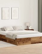 vidaXL Легло с място за съхранение с врата Старо дърво 135 x 190 cm