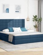 vidaXL Легло с място за съхранение Синьо 200 x 200 cm Текстил