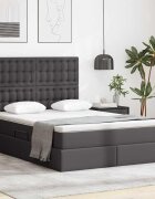 vidaXL Легло с място за съхранение Сив 140 x 190 cm Изкуствена