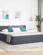vidaXL Легло с място за съхранение Тъмен сив 200 x 200 cm Кадифе