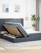 vidaXL Легло с място за съхранение Тъмен сив 200 x 200 cm Кадифе