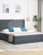 vidaXL Легло с място за съхранение Тъмен сив 200 x 200 cm Кадифе