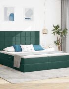 vidaXL Легло с място за съхранение Тъмен зелен 200 x 200 cm Кадифе