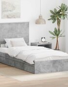 vidaXL Легло с място за съхранение Циментено сиво 90 x 190 cm