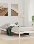 vidaXL Легло с нощни шкафчета Бяло 100 x 220 cm Солидно борово дърво