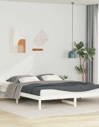 vidaXL Легло с нощни шкафчета Бяло 200 x 220 cm Солидно борово дърво