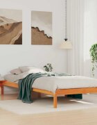 vidaXL Легло с нощни шкафчета Кафяво с восъчно покритие 90 x 220 cm