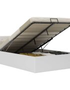 vidaXL Легло с повдигащ механизъм бяло изкуствена кожа 140x200 cм