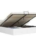 vidaXL Легло с повдигащ механизъм бяло изкуствена кожа 160x200 cм