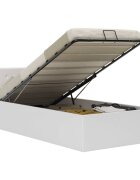vidaXL Легло с повдигащ механизъм бяло изкуствена кожа 90x200 cм